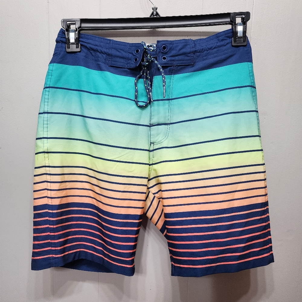 Old‎ Navy California Swim Trunks Size 28 Gradient Striped Multicolor Beach C311